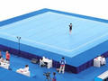 Помост гимнастический пружинный для вольных упражнений с ковром и будо матами 14*14*0,2 м (Для международных соревнований)