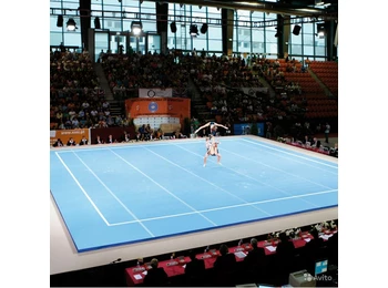 Помост гимнастический пружинный для вольных упражнений с ковром и будо матами 14*14*0,2 м (Для международных соревнований)