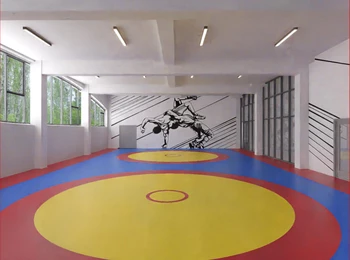 Ковёр борцовский трехцветный 12х12м (наполнитель НПЭ крупнопористый, маты 1х2х0,04м)