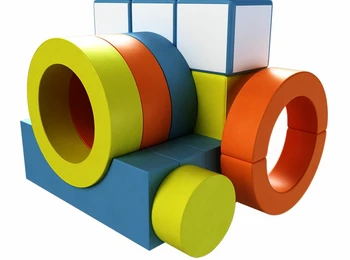 Мягкий модульный Тренажер Балансир салатовый / желтый