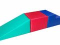 Мягкий модульный Спортивный набор Горка+куб+ступень салатовый / красный / синий